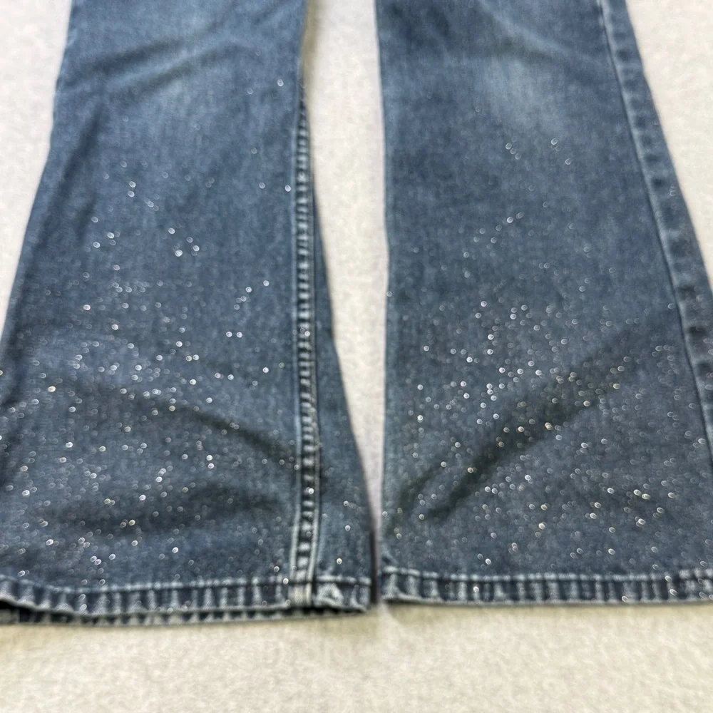 GAP Kids Flare Jeans 14 Regular Blue Denim‎ Glitter Hem Y2K Style